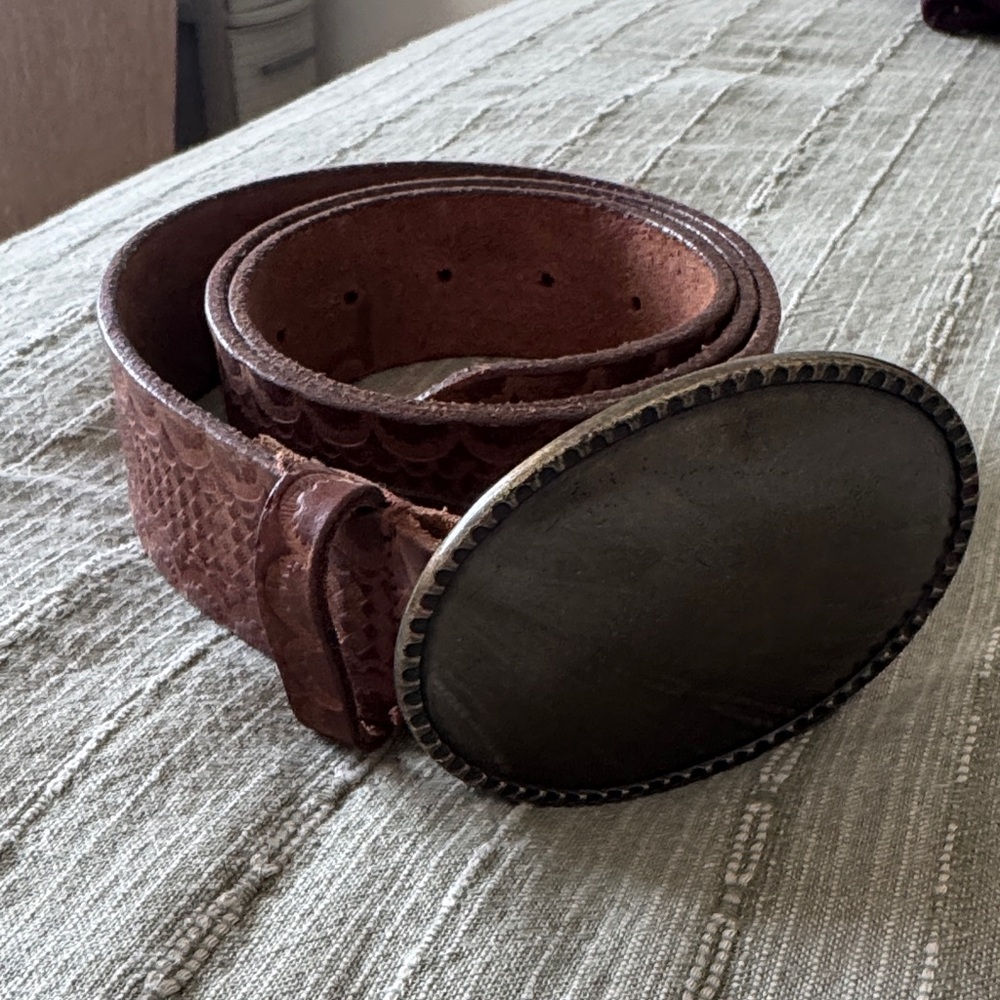 Brown detailed leather belt. Free people.